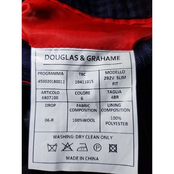 Douglas Graham 48R Blue On Blue Tooth Check 4-SEASON Blazer sport Coat Jacket - Picture 4 of 5